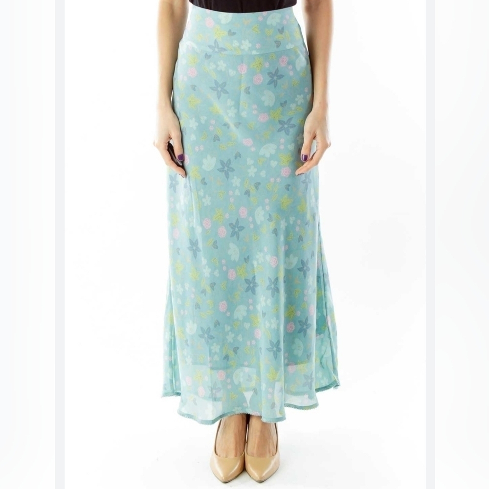 Sigrid Olsen Blue Floral Spring Chiffon Lightweight Maxi Skirt Size 6 NWT